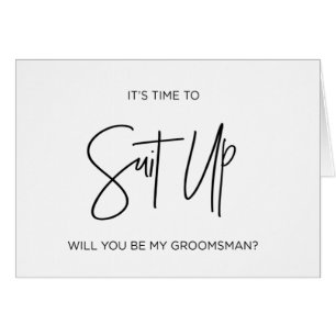 Groomsman demandant la carte vous serez mon
