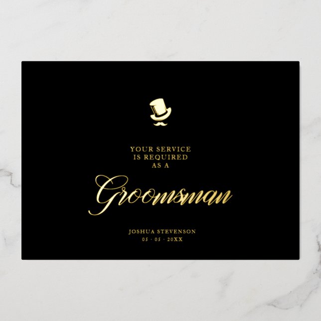 Groomsman Funny Wedding Minimalist Proposal Card Folieneinladung (Vorderseite)