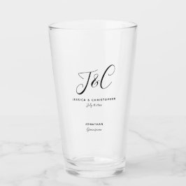 Groomsman Gift Monogram Initials Wedding Minimal Glas
