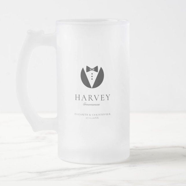 Groomsman Gift Simple Bow Tie Minimal Mattglas Bierglas (Links)