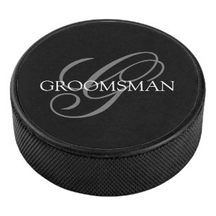 Groomsman Monogram Eishockey Puck
