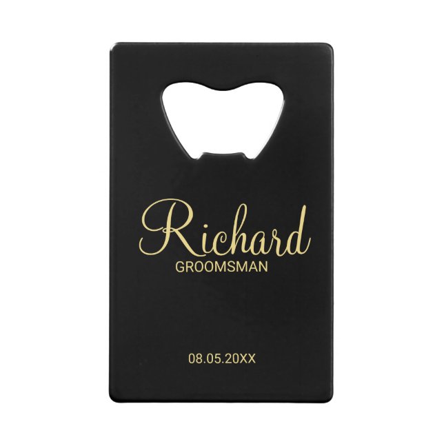 Groomsman personnalisé moderne noir et or (Devant)