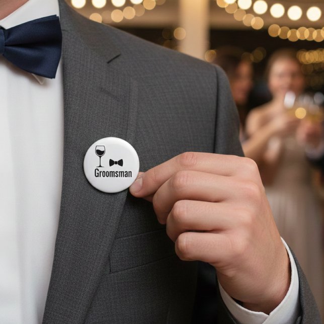 Groomsman Wine Glass and Bow Tie Button Pin  (Von Creator hochgeladen)