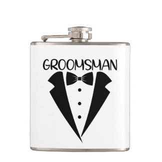 Groomsman word art Wedding Flachmann