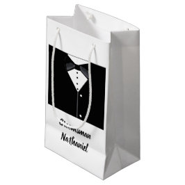 Groomsmen personnalisé noir Tuxedo petit sac cadea
