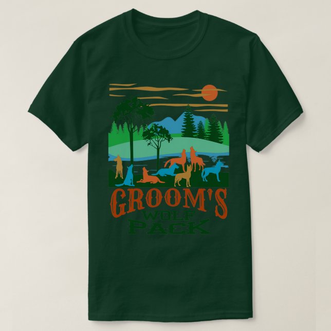 Groomx27s Wolf Pack Wedding T-Shirt (Design vorne)