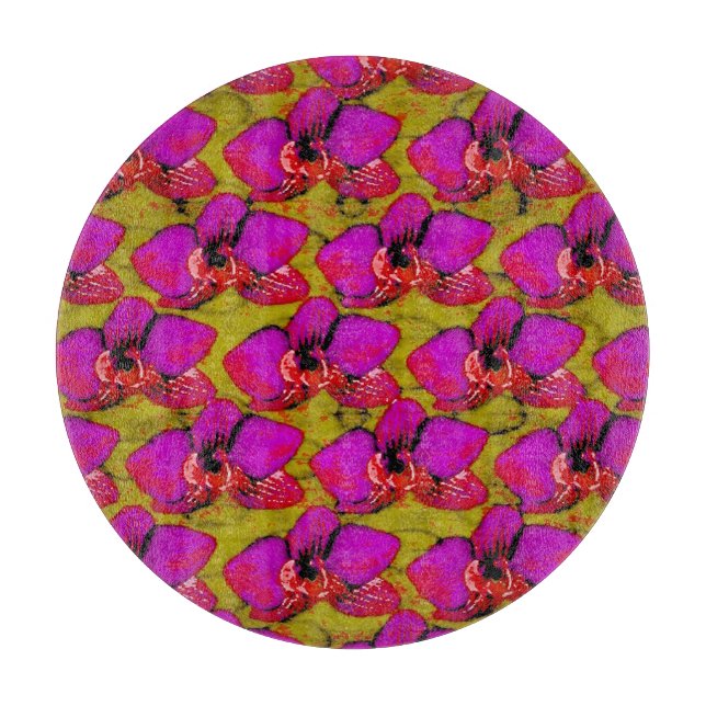 Grooovy Magenta Blumen-Design Schneidebrett (Vorderseite)