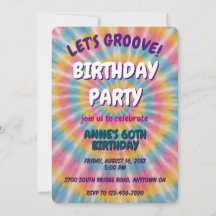 Groove Tie Dye Invitation de fête d'anniversaire