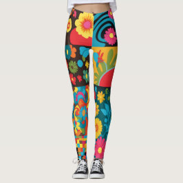 Groove Waves 70er Psychedelic Line Muster Leggings