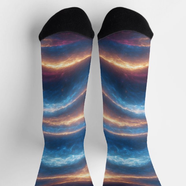 Groove Waves 70er Psychedelic Line Muster Socken (Oben)