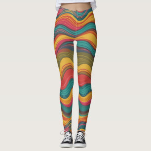 Groove Waves 70er psychedelische Linienmuster Leggings
