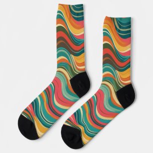 Groove Wellen 70er Psychedelische Linienmuster Sam Socken
