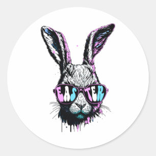 Groovi Rabbit Sonniges Gesicht mit Sonnenbrille Os Runder Aufkleber