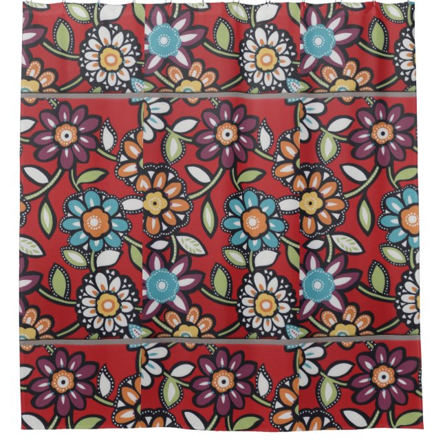 Groovie Hippie-Blume Duschvorhang (Vorderseite)