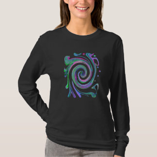 Groovige abstrakte Retro Blau Rosa und Grün Strude T-Shirt