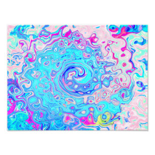 Groovige abstrakte Retro-Rotkehlcheneiblau-Swirbel Fotodruck