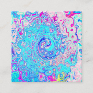 Groovige abstrakte Retro-Rotkehlcheneiblau-Swirbel Quadratische Visitenkarte