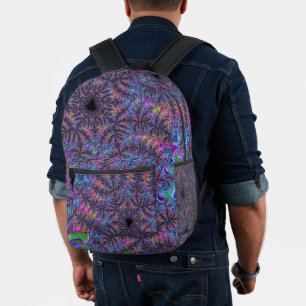 Groovige Boho-Farbige Juwel-Ton-Fraktal-Kunst Bedruckter Rucksack