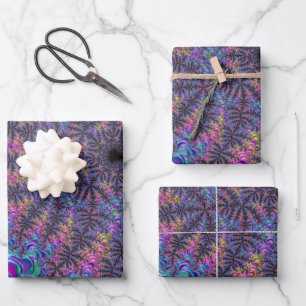 Groovige Boho-Farbige Juwel-Ton-Fraktal-Kunst Geschenkpapier Set
