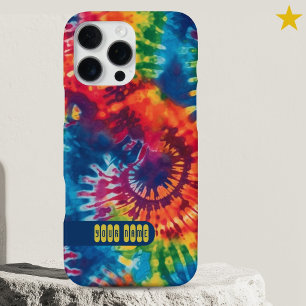 Groovige Bunte Tie Dye Maßgeschneiderter Name Retr iPhone 16 Pro Max Hülle