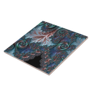 Groovige farbenfrohe Boho-Hippie-Mandelbrot-Frakta Fliese