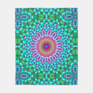 Groovige farbenfrohe Juwel-Ton-Boho-Fraktal-Mandal Fleecedecke