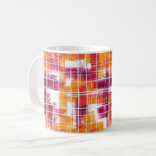Groovige lila orange Karierte Streifen Kaffeetasse