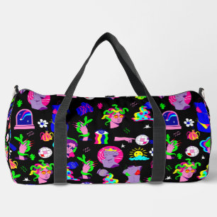 groovige psychedelische Medusa-Disco schwarz Duffle Bag