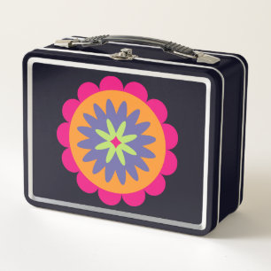 Groovige Retro-Botanik-Muster-Kunst Metall Brotdose