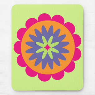 Groovige Retro-Botanik-Muster-Kunst Mousepad