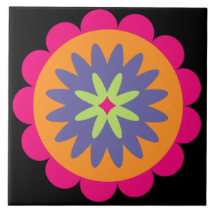 Groovige Retro-Botanik-Musterkunst Fliese