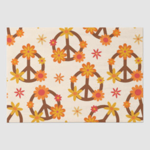 Groovige Retro-bunte Blumen auf Friedenszeichen Seidenpapier