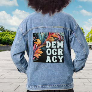Groovige Retro-Farbige Aussage Politik Demokratie Jeansjacke