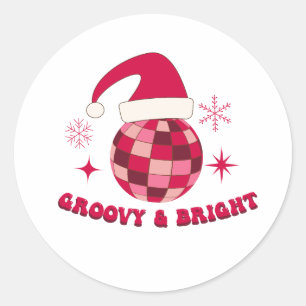 Groovige und helle Disco-Weihnachten  Runder Aufkleber