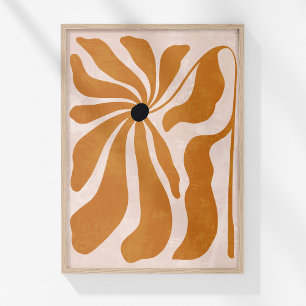 Groovige verbrannte orange beige abstrakte Blumenw Poster