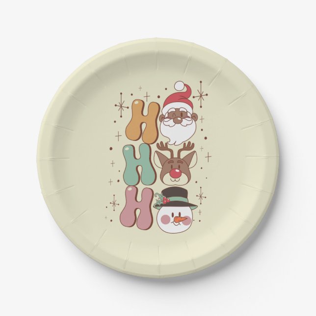 Groovige Weihnachtsschneemännchen Pappteller (Vorderseite)