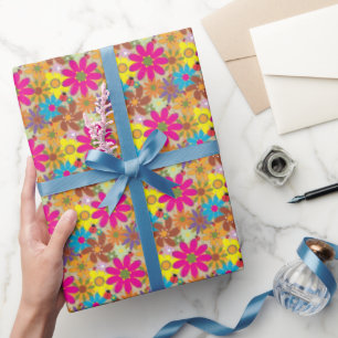 Grooviger 70er Hippie-Blumen-Retro-Flower-Power Geschenkpapier