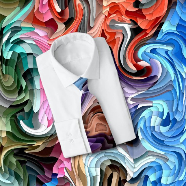 Grooviger farbenfroher Fluid-Patchwork-Abstrakt-Mo Krawatte (Unique modern fine art you wear around your neck! )