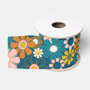 Grooviges hübsches Retro-Blumenmuster Ripsband