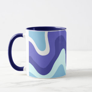 Grooviges Retro Blau und Purpur Wellig Tasse