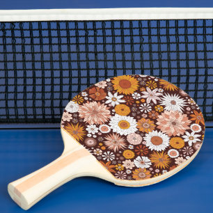 Grooviges Retro-Blumengarten-Muster Tischtennis Schläger