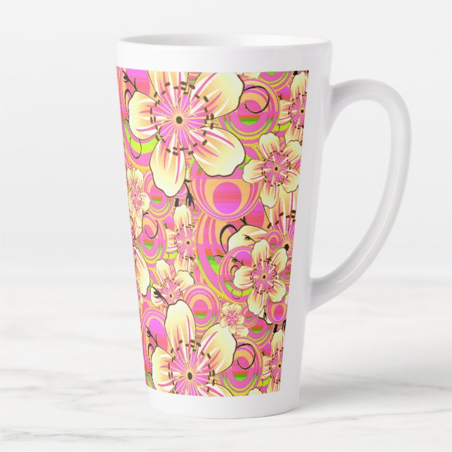 grooviges rosa Blumenmuster Milchtasse (Rechts)