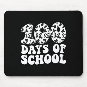 Groovy 100 Days of School Cow Print 100 Day Scho Mousepad