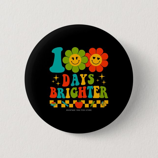 Groovy 100 Days of School Rainbow 100 Days Brighte Button (Vorderseite)