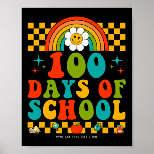 Groovy 100 Days of School Rainbow Teachers Kids Hi Poster