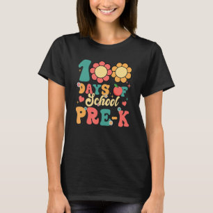 Groovy 100 Tage Schule Pre K Lehrer Student T-Shirt