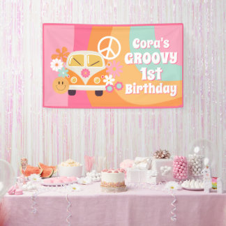 Groovy 1. Geburtstag Banner