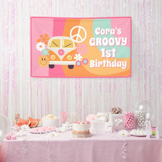 Groovy 1. Geburtstag Banner (Party)