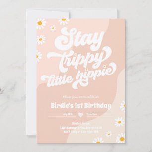 Groovy 1. Geburtstag Bleibe Trippy Little Hippie Einladung