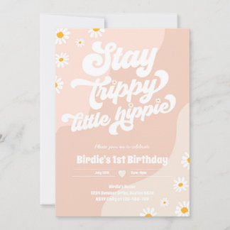 Groovy 1. Geburtstag Bleibe Trippy Little Hippie Einladung